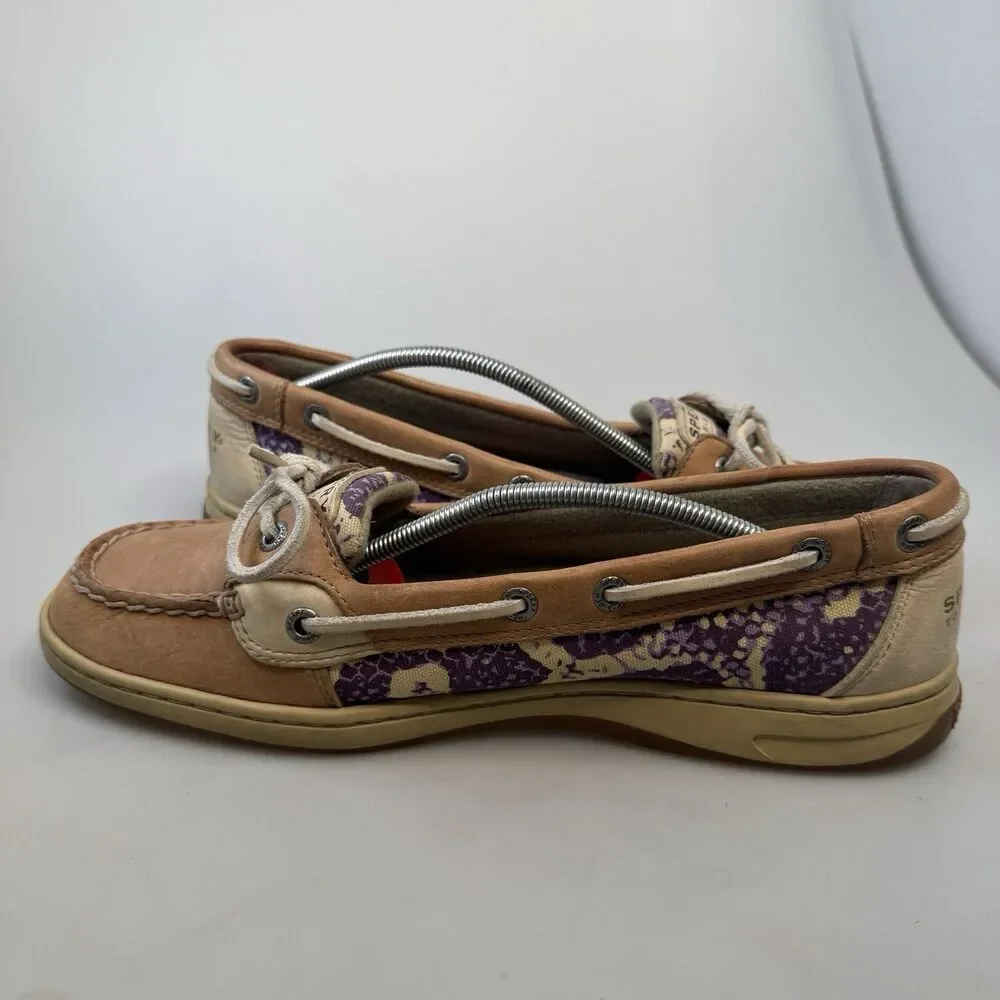 Sperry Boat Shoe Women's Size 10 Brown Purple Leather Casual Comfort Shoes EUC